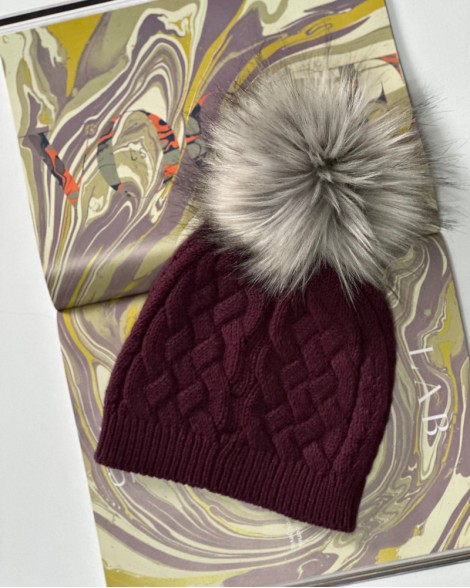 Čepice dámská Calvin Klein fialová pom pom